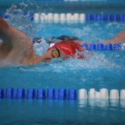 Fabian Knorr auf seiner schnellsten Strecke 100m Freistil und der besten Einzelleistung in seinem Jahrgang 2007 am Wettkampf